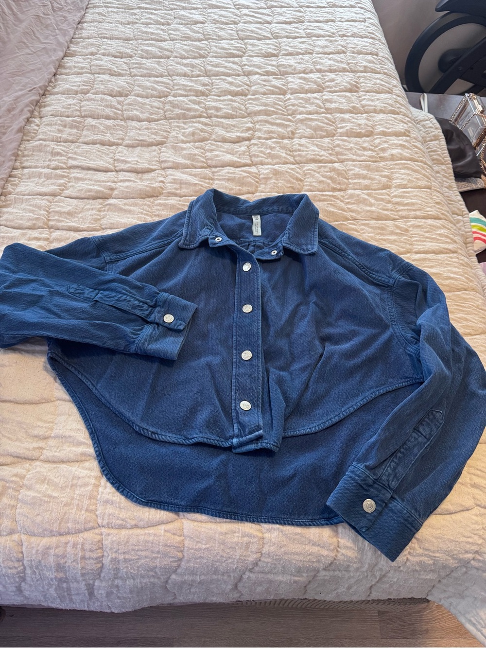 Zara Navy Blue Corduroy Button-Down Shirt
